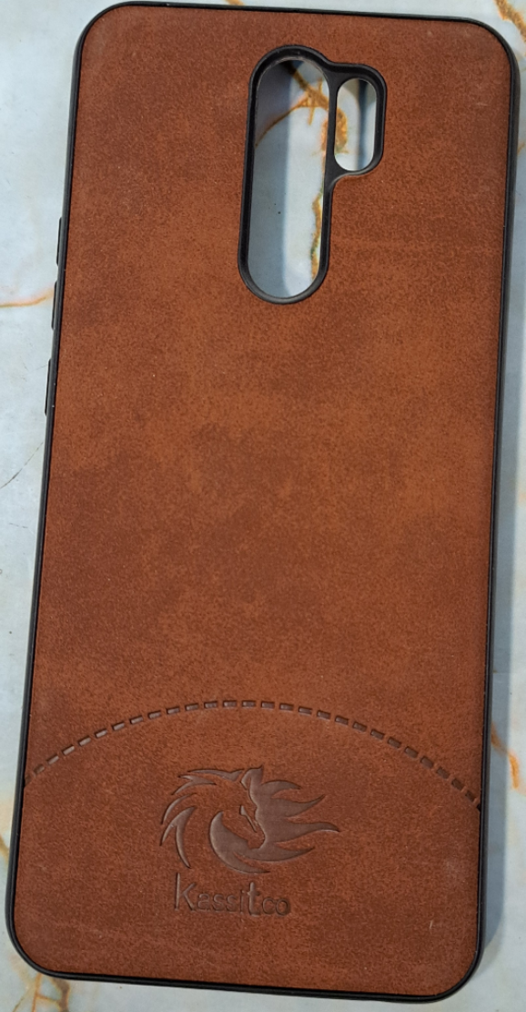 قاب گوشی  Redmi 9 طرح چرمی پارچه ای قهوه ای کد586