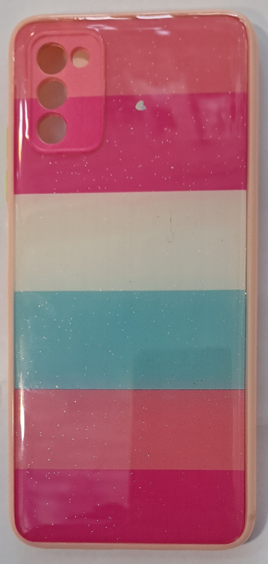 قاب  گوشی Samsung A02Sطرح براق لیزری طرح چهاررنگ محافظ لنزدارکد2051