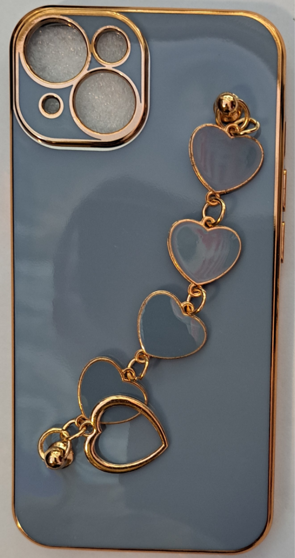 قاب  گوشی iPhone 13 / 14طرح my caseدورطلایی دستبندی قلبی محافظ لنزدار94کد5652