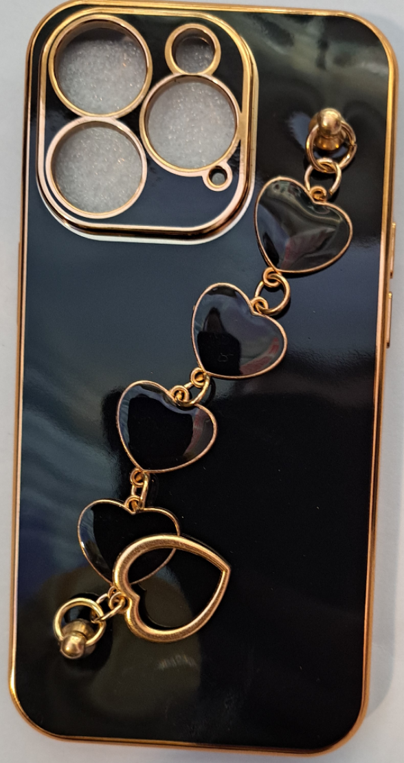 قاب  گوشی Iphone 13 Pro طرح my caseدورطلایی دستبندی قلبی محافظ لنزدار94کد5654