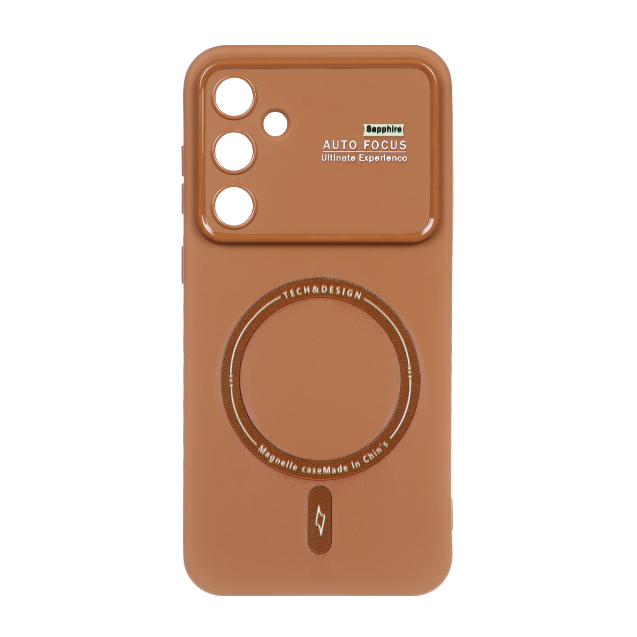 قاب گوشی Samsung Galaxy S23 FEطرح  دور لنز براق طرح مگ سیف قهوه ای کد63/11143