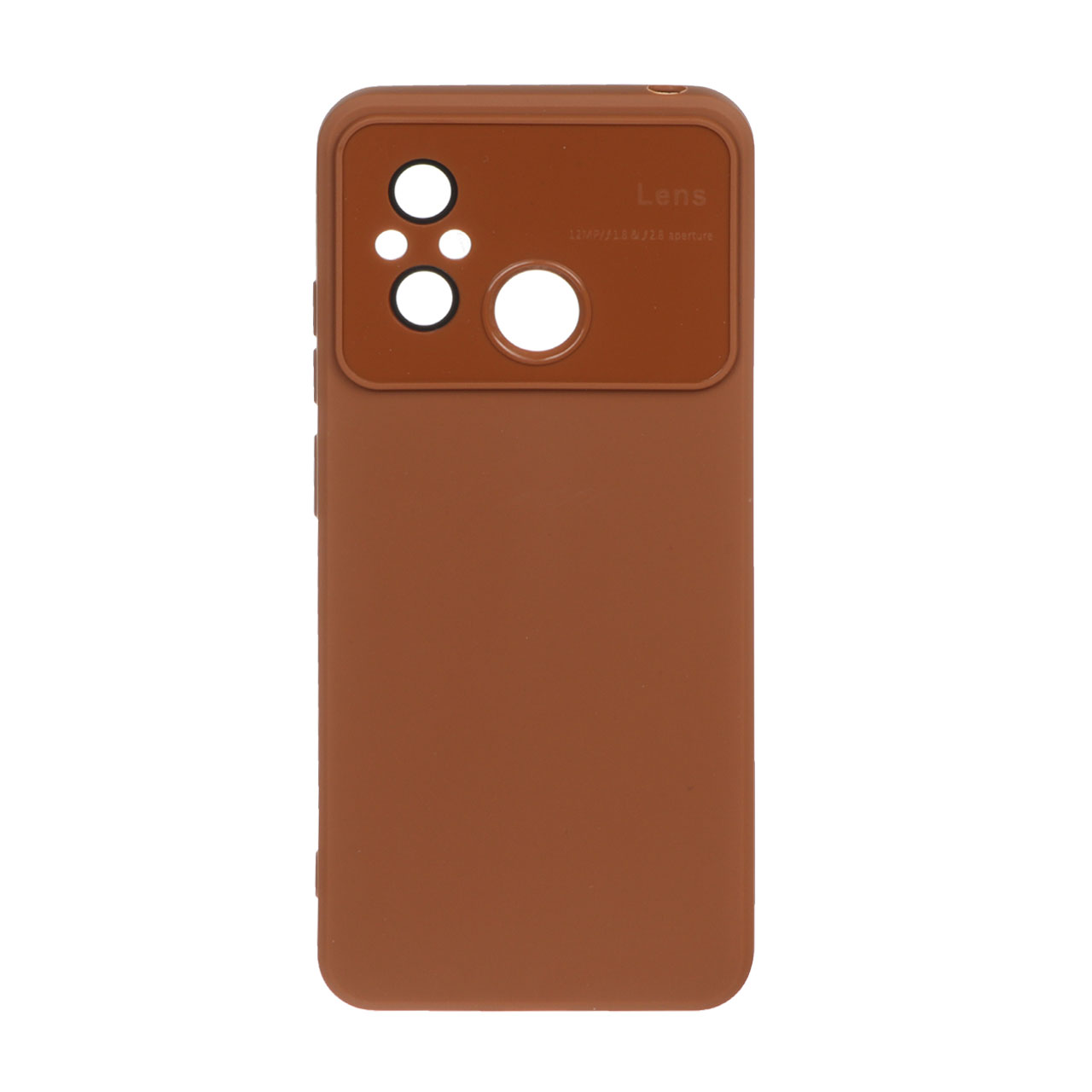 قاب  گوشیXiaomi Redmi 12C / Redmi 11A / Poco C55طرح سیلیکون محافظ لنز گلس دارعسلی کد61/11218