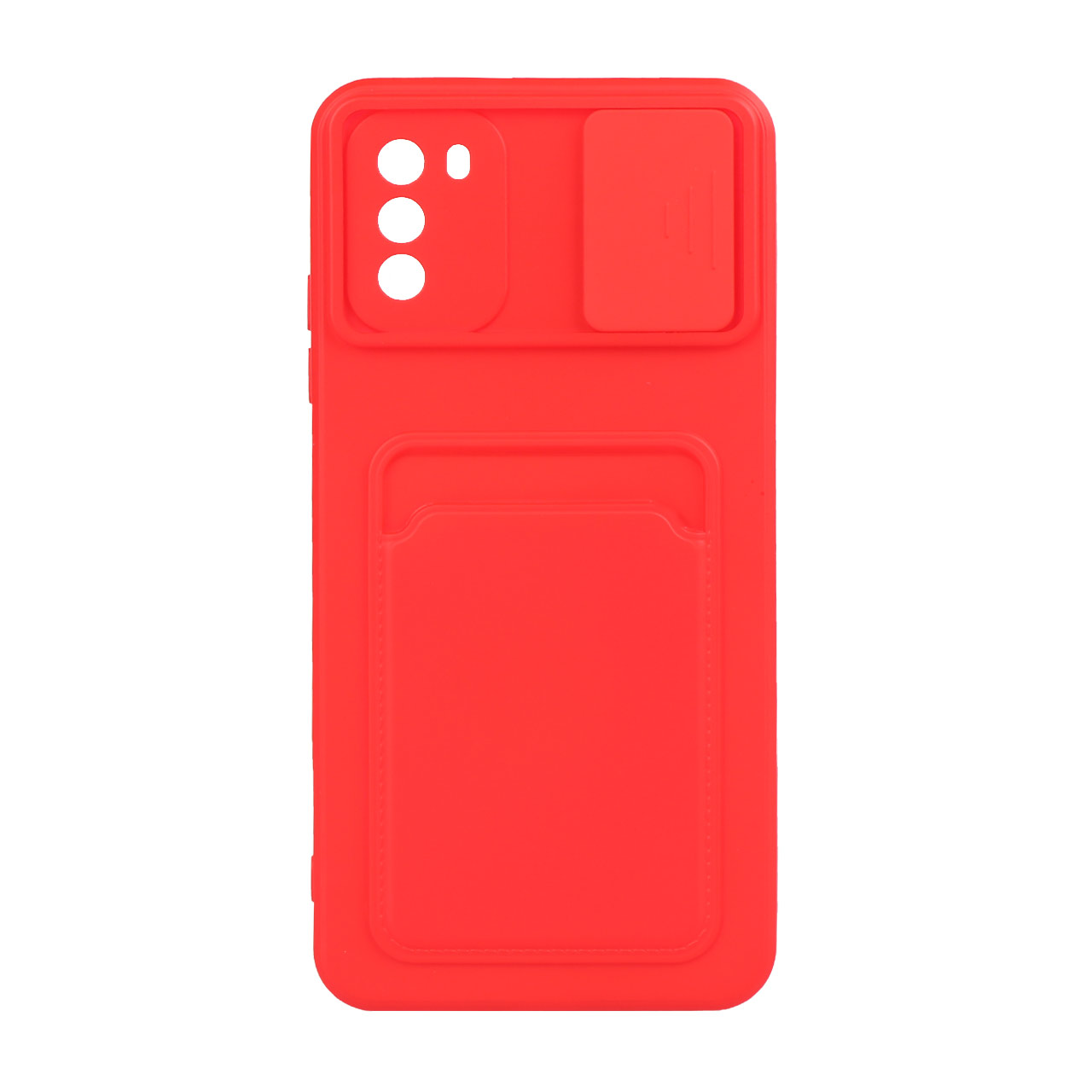 قاب گوشی Xiaomi Redmi Poco M3رنگی جا کارتی محافظ لنزدار کشویی قرمز کد11702