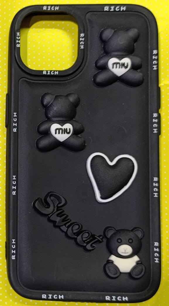 قاب گوشی  Apple iPhone 13طرح عروسکی برجسته  مشکی کد107/12531