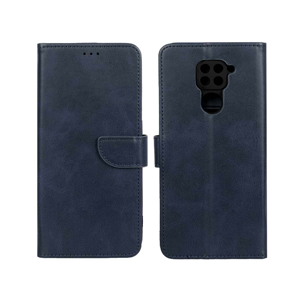 کیف چرمی Xiaomi Redmi Note 9 / Redmi 10X 5G / Redmi 10X Pro 5Gمگنتی محافظ لنزدار سرمه ای کد124/12813