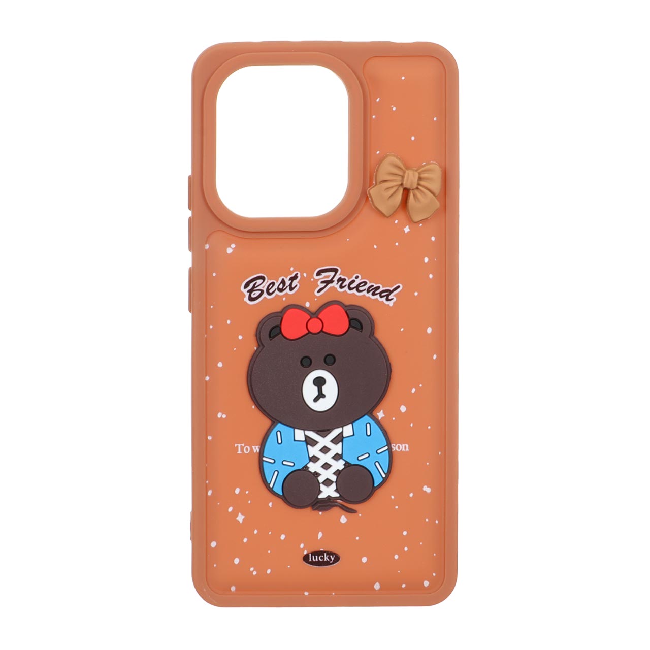 قاب گوشی Xiaomi Redmi Note 13 4Gطرح پافر ساده Lucky عروسک خمیری قهوه ای کد101/13039