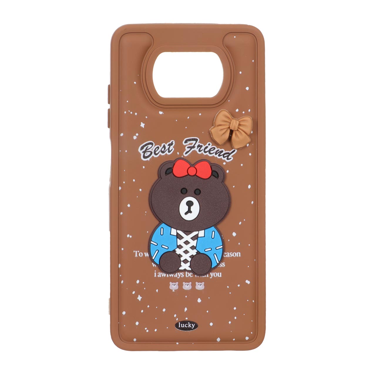 قاب گوشی Xiaomi Poco X3 / Poco X3 Pro / Poco X3 NFC طرح پافر ساده Lucky عروسک خمیری قهوه ای کد101/13067