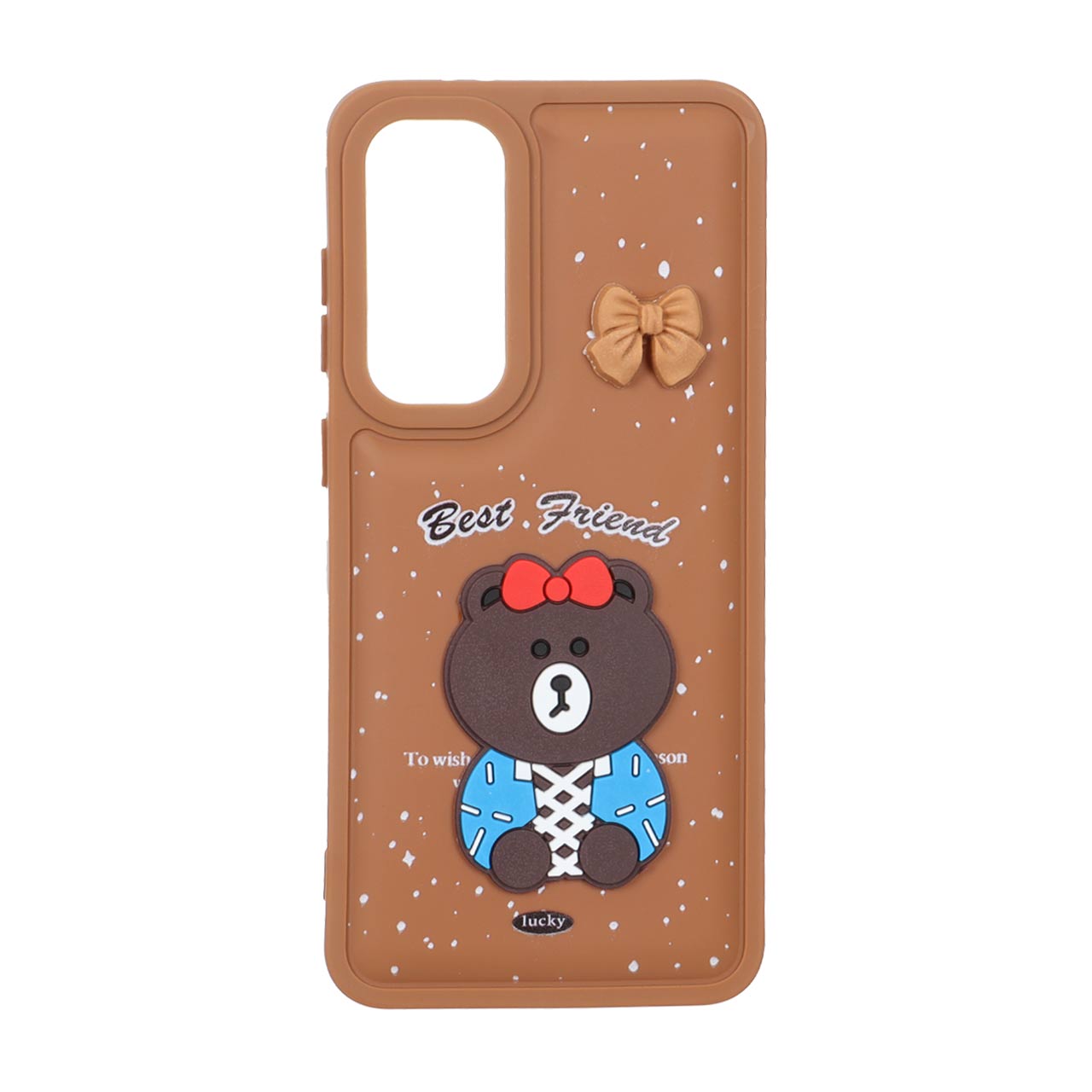 قاب گوشی  Samsung Galaxy S24 FEطرح پافر ساده Lucky عروسک خمیری قهوه ای کد101/13096