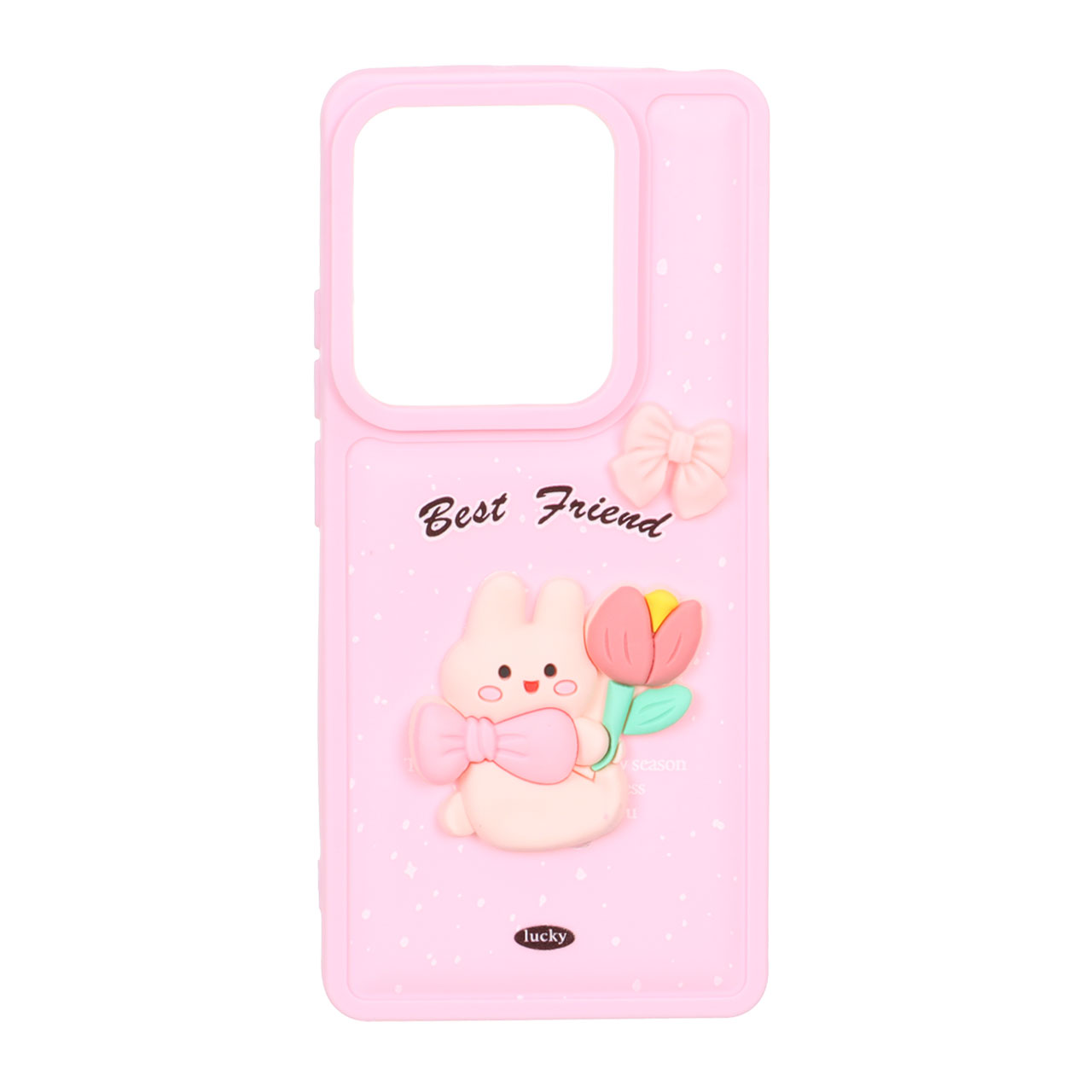 قاب گوشیXiaomi Redmi Note 14S / Note 13 Pro 4G / Poco M6 Pro 4Gطرح پافر ساده Lucky عروسک خمیری صورتی کد101/13118