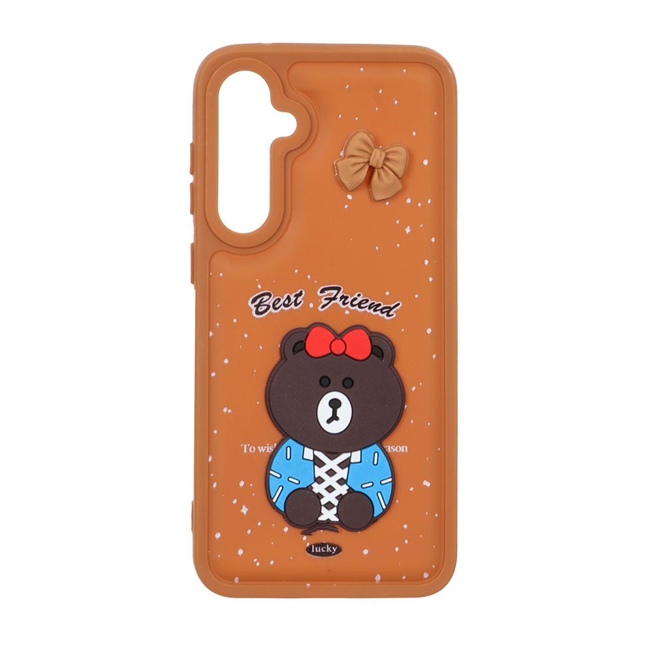 قاب گوشیSamsung Galaxy S23 FEطرح پافر ساده Lucky عروسک خمیری قهوه ای کد101/13141