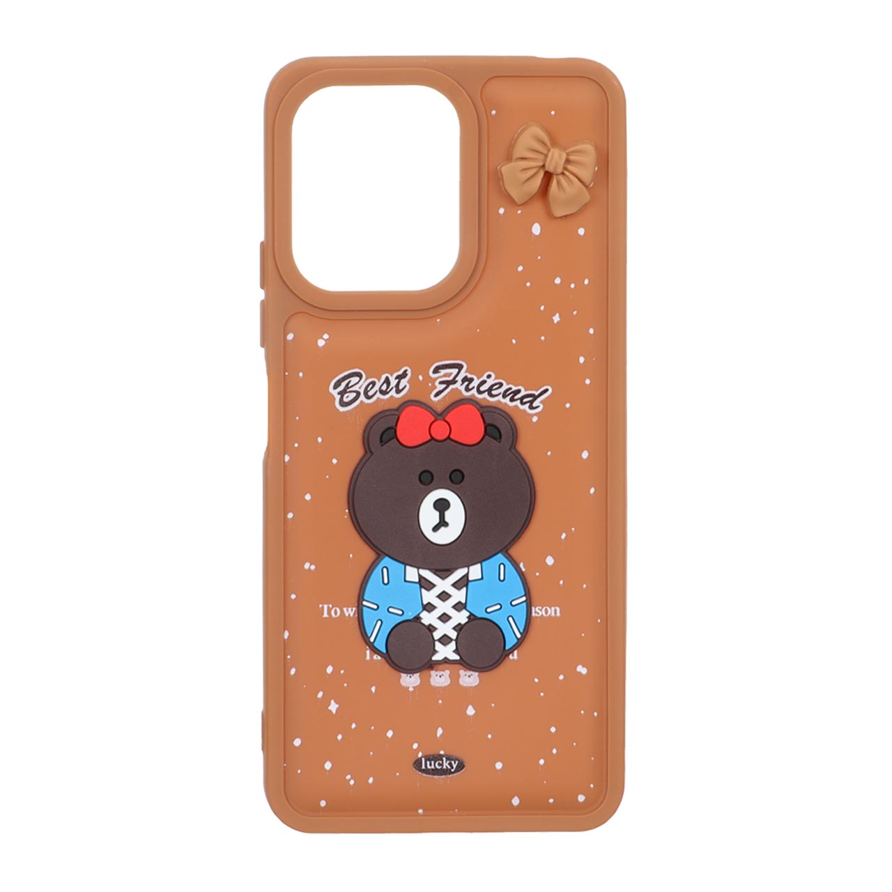 قاب گوشی Xiaomi Redmi 13C / Poco C65طرح پافر ساده Lucky عروسک خمیری قهوه ای کد101/13143