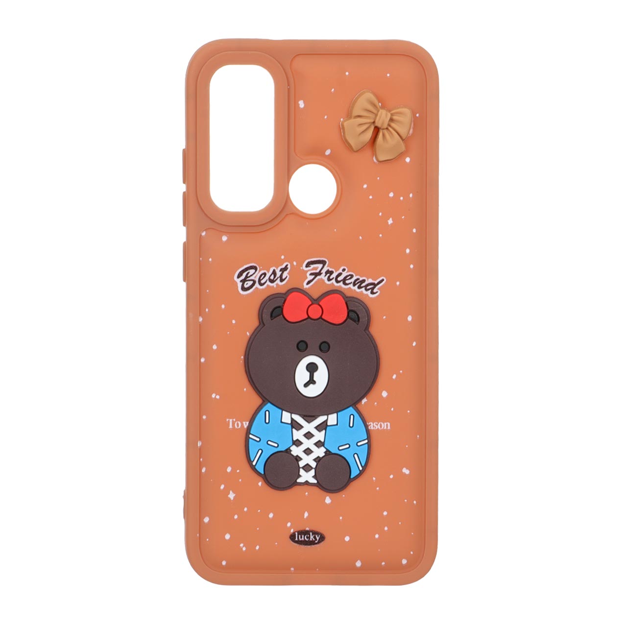 قاب گوشی Xiaomi Redmi Note 8 طرح پافر ساده Lucky عروسک خمیری قهوه ای کد101/13174