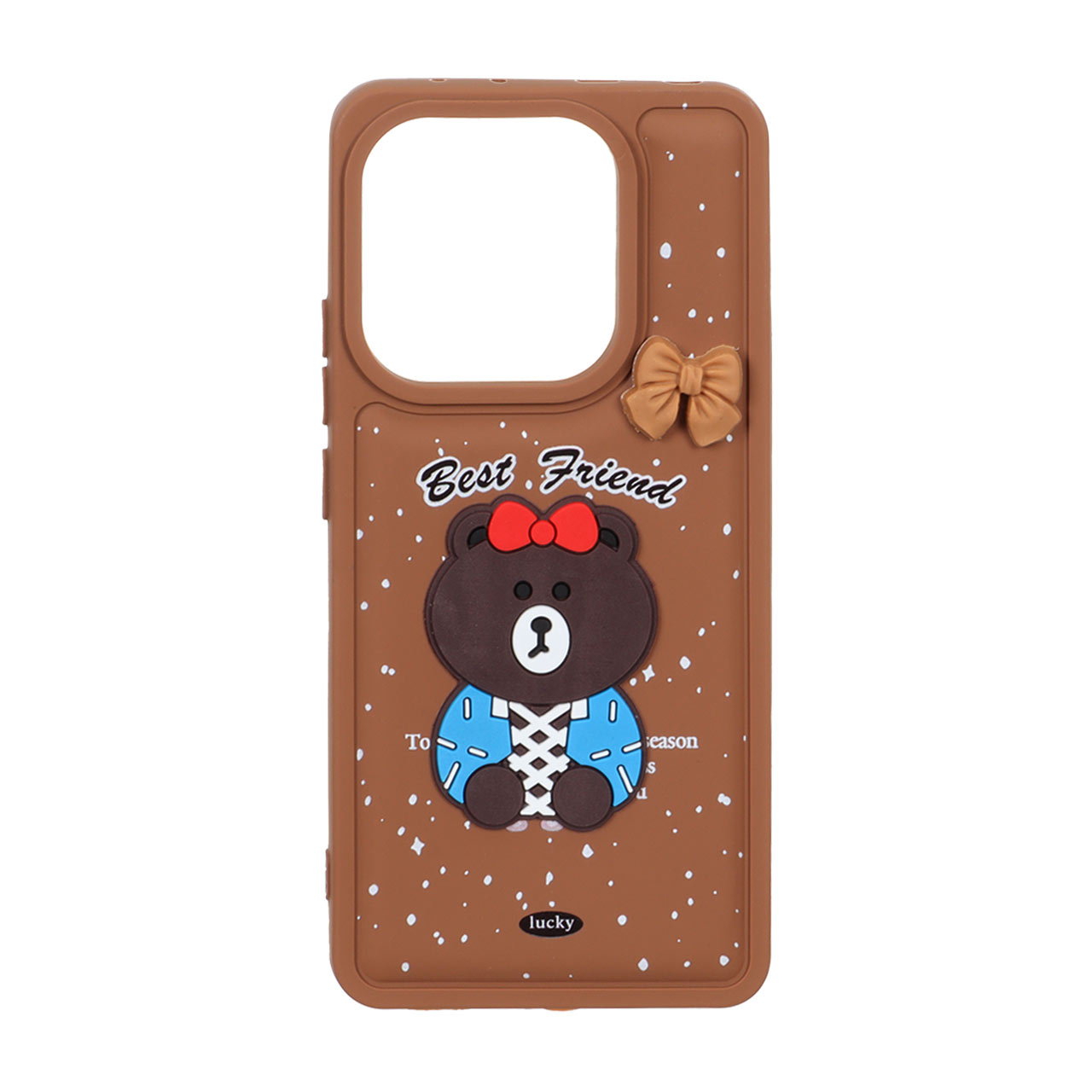 قاب  گوشی  Xiaomi Redmi Note 14 4G طرح پافر ساده Lucky عروسک خمیری قهوه ای کد101/13178
