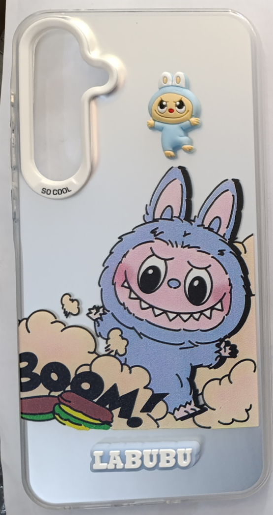 قاب گوشی Samsung Galaxy A55طرحLabubu هولوگرامی دور ژله ای عروسک دارکد117/13330