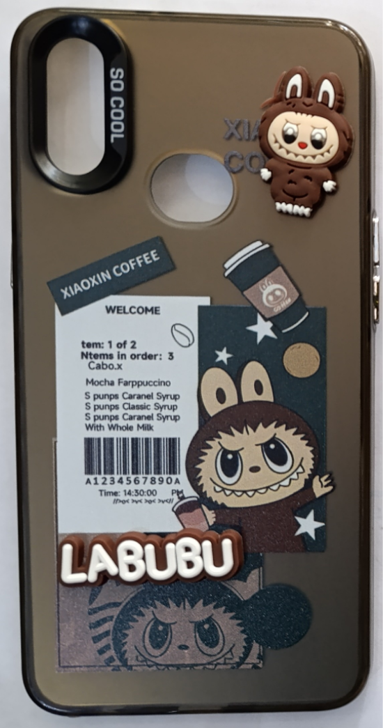 قاب گوشی Samsung Galaxy A10SطرحLabubu هولوگرامی دور ژله ای عروسک دارکد117/13327