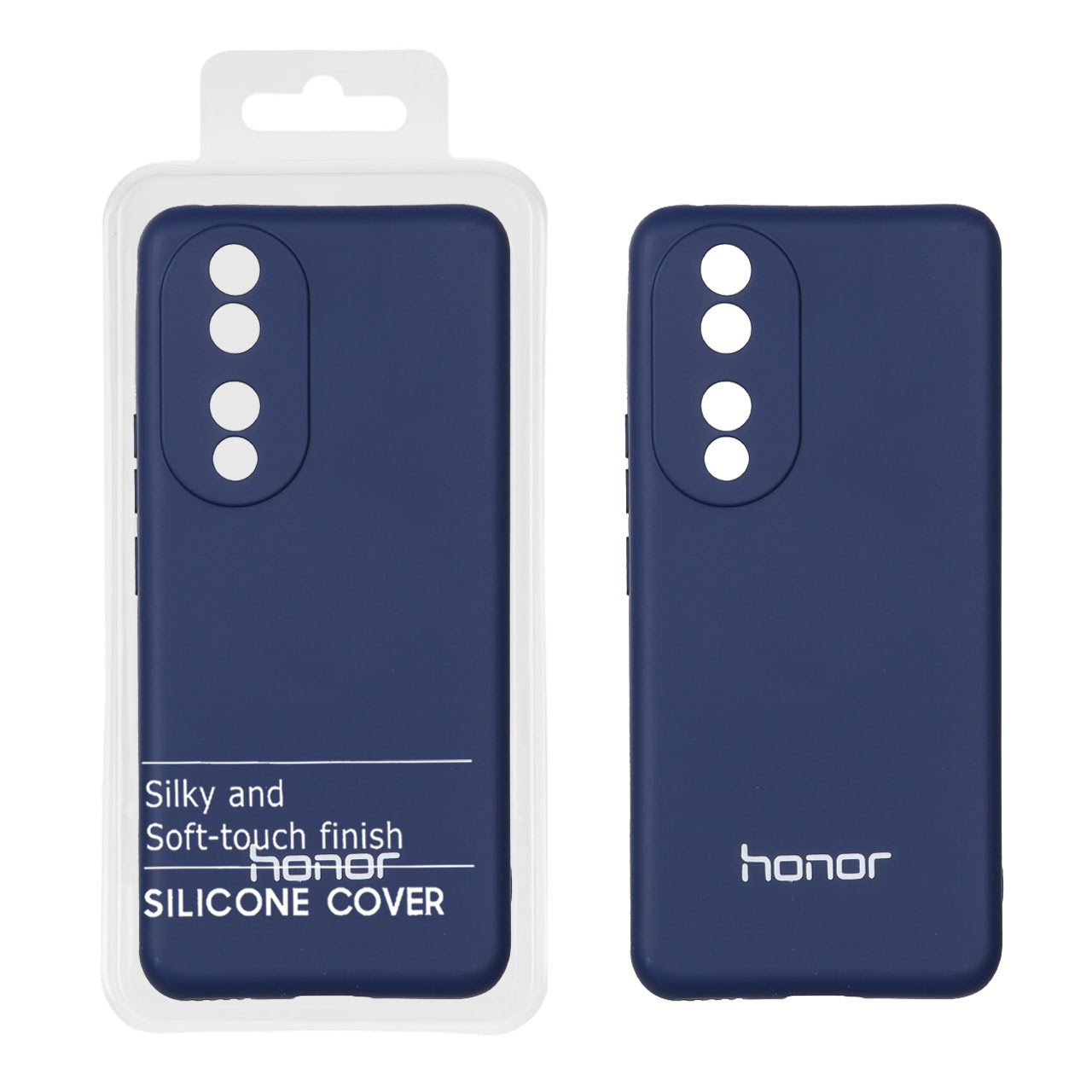 قاب گوشی Honor 90طرح نیو سیلیکون محافظ لنزدار RFF سرمه ای (پک دار) کد81/14053