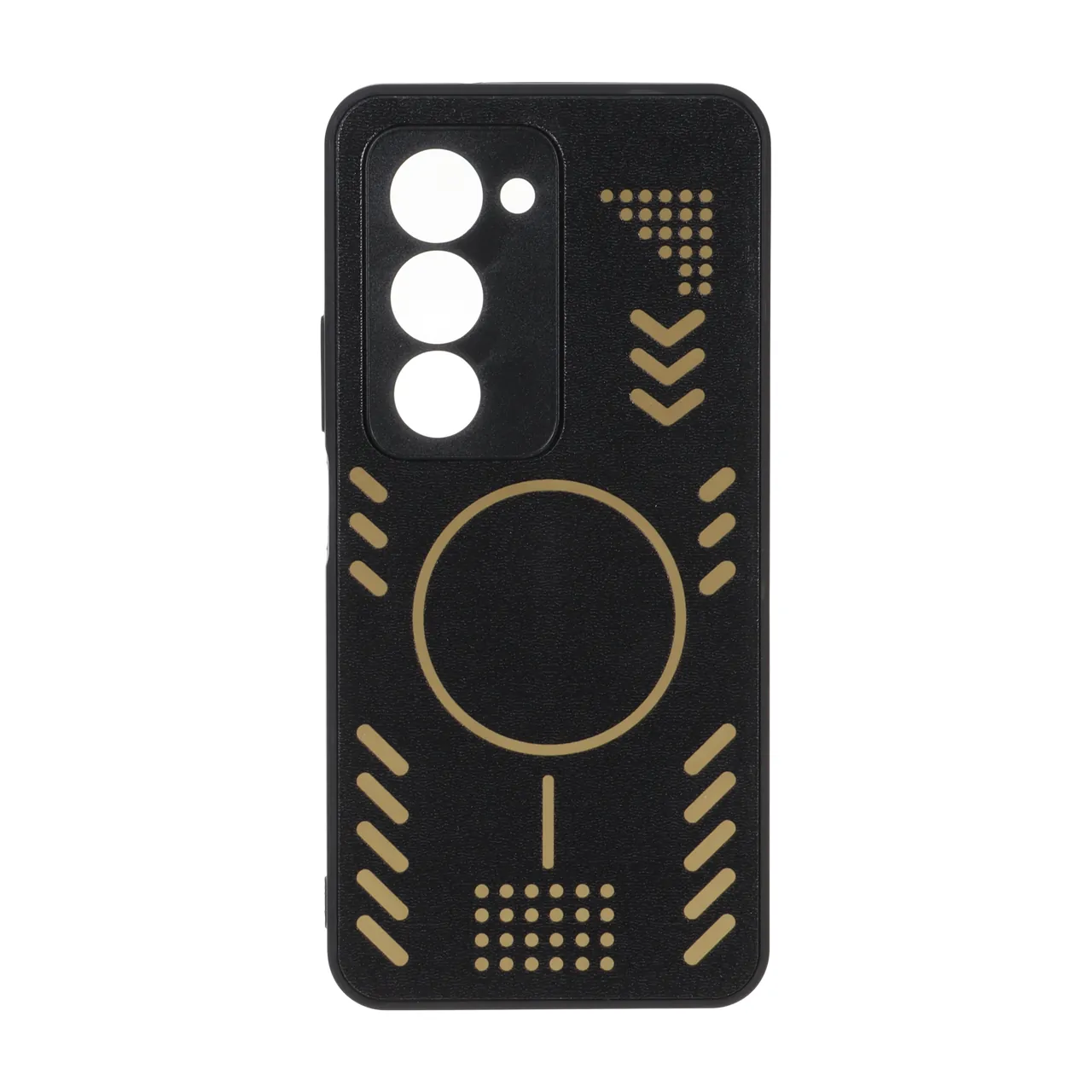 قاب  گوشی Xiaomi Redmi 15 4Gطرح آینه ای طرح مگ سیف طلایی محافظ لنزدارمشکی کد151/14149