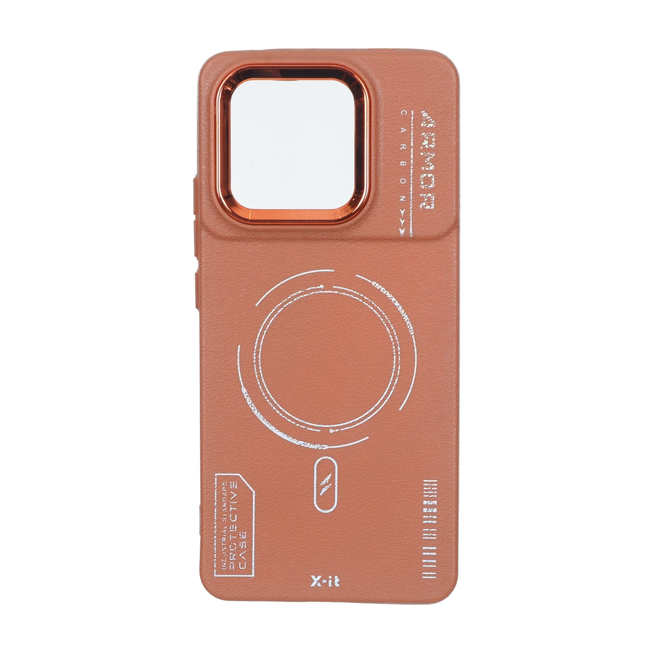 قاب گوشی Xiaomi Poco X6 Pro 5G / Redmi K70Eطرح Armor لنز متال Texture طرح مگ سیف قهوه ای کد216/14232